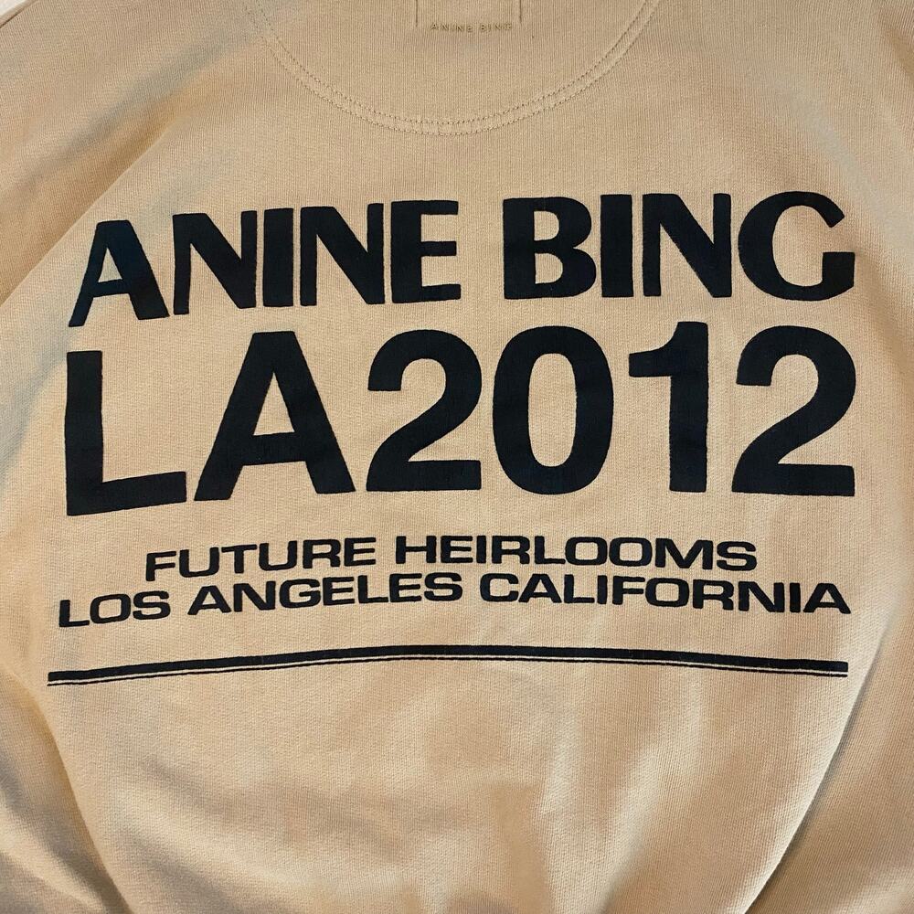 Anine Bing Jaci Sweatshirt Womens Size XS Crewneck LA 2012 Future Heirlooms Sand - Picture 6 of 8